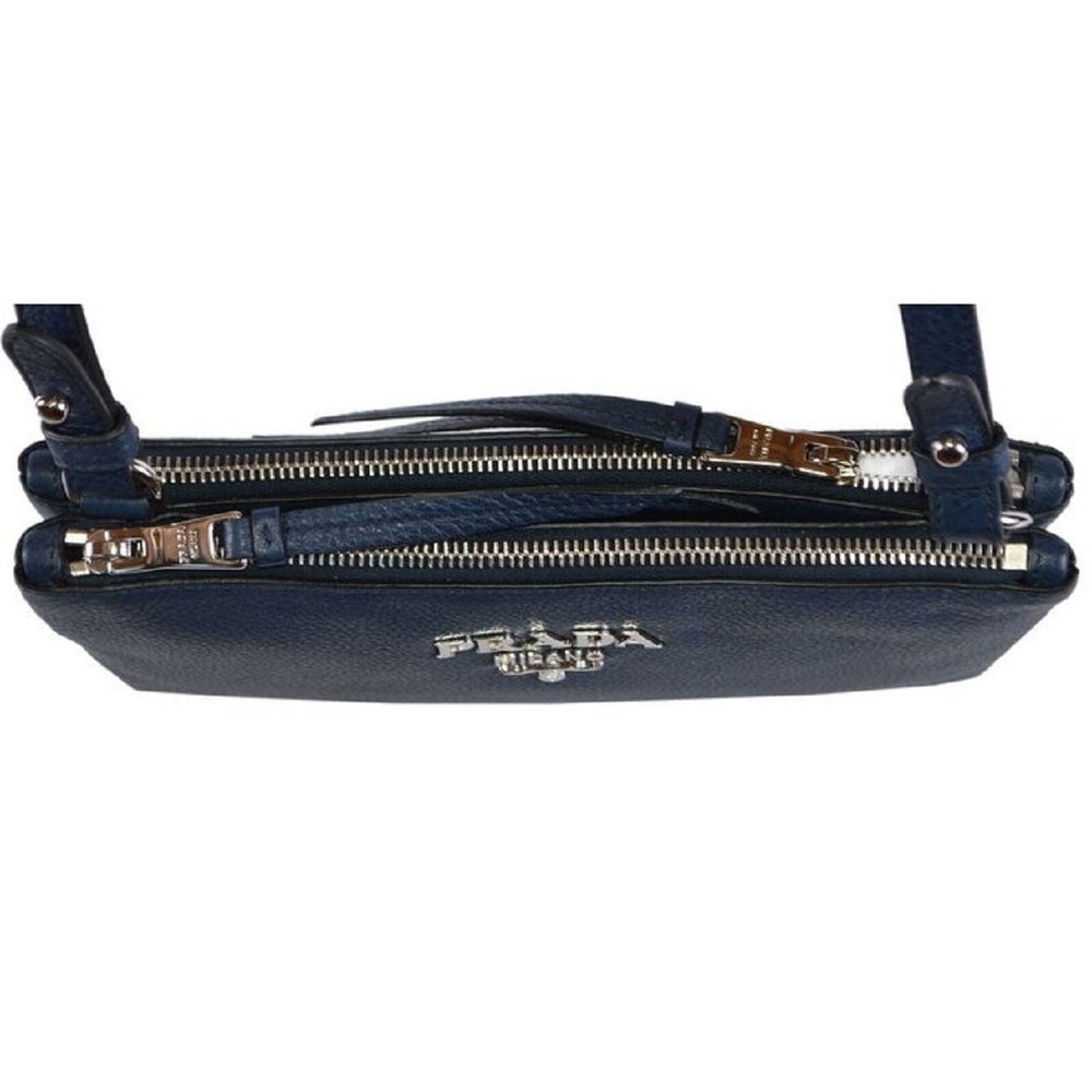 Prada Navy Blue Vitello Phenix Bandoliera Leather Crossbody Bag - Picture 6 of 8